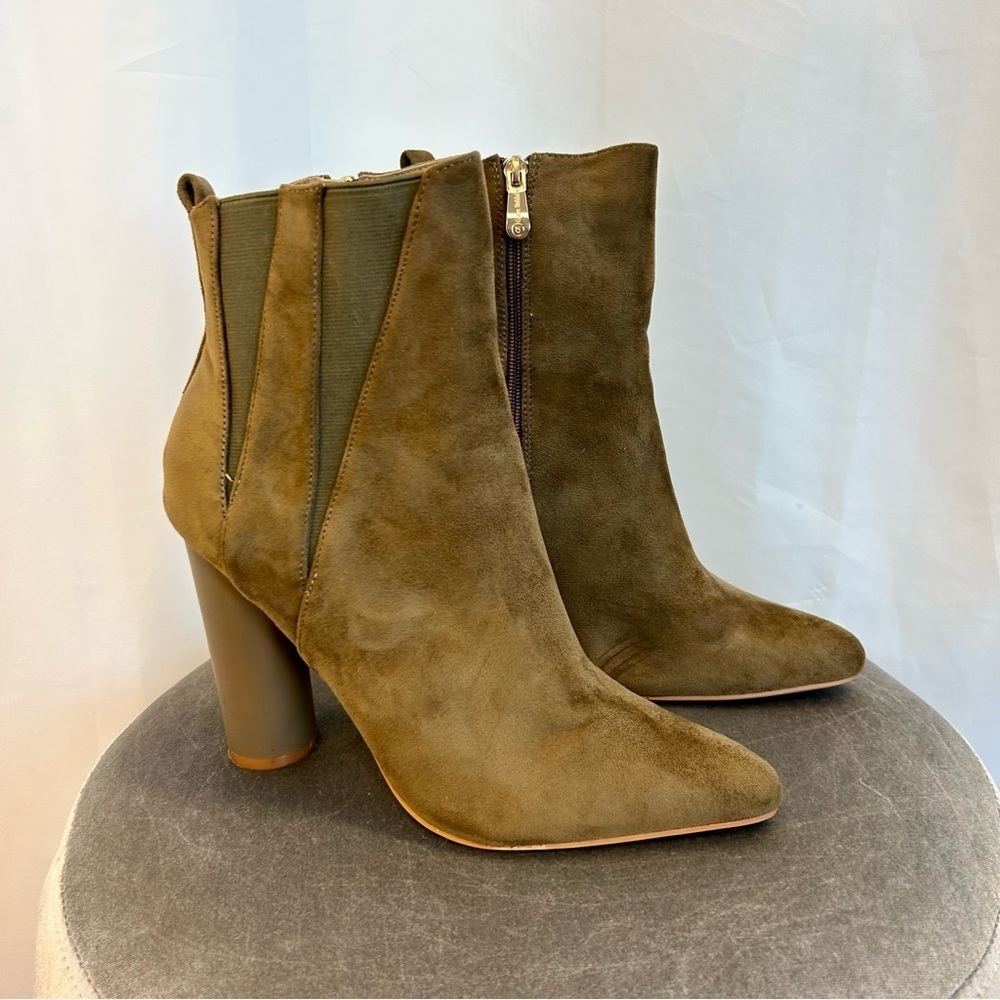 Cape Robbin olive green suede ankle boots Sz 8.5 - Picture 8 of 8